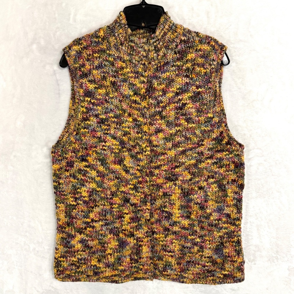 Y2K Talbots Marled Chunky Knit Sweater Vest Mock Neck Wool Blend L Fits Medium‎